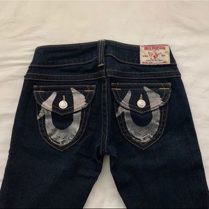 True Religion Dark Wash Silver Foil Skinny Denim